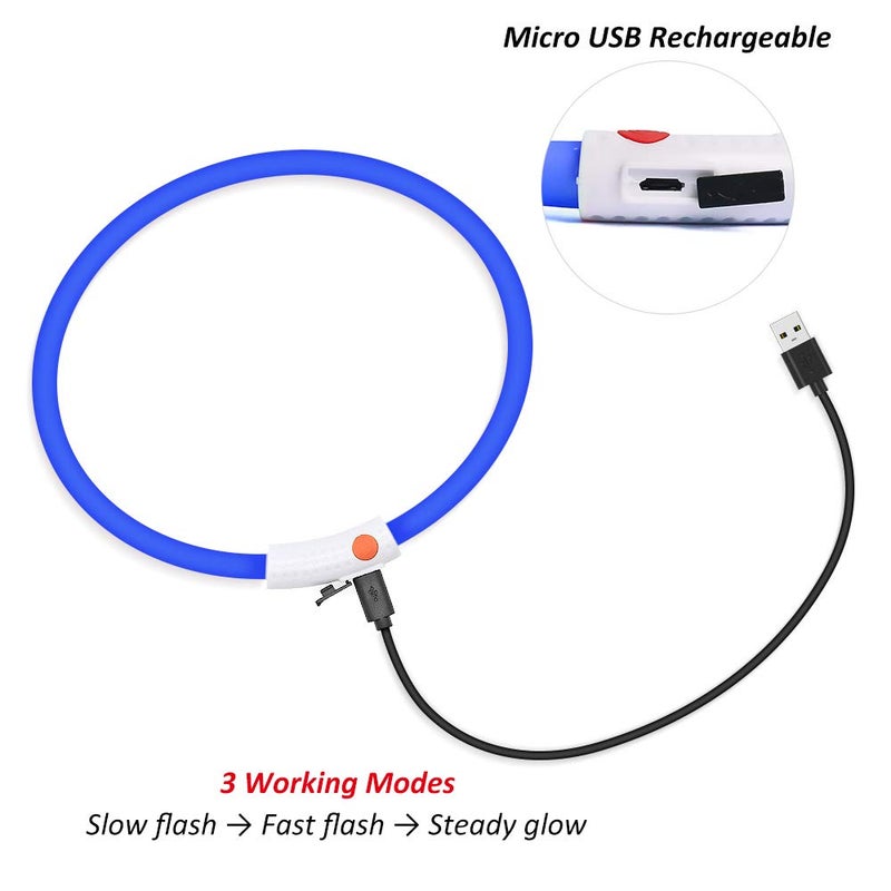 BSEEN Light Up Dog Collar, Cuttable LED Dog Collar Rechargeable Puppy Collar Glowing Safety Dog Walking Lights for Small Medium Large Dogs (Blue) - Image 4